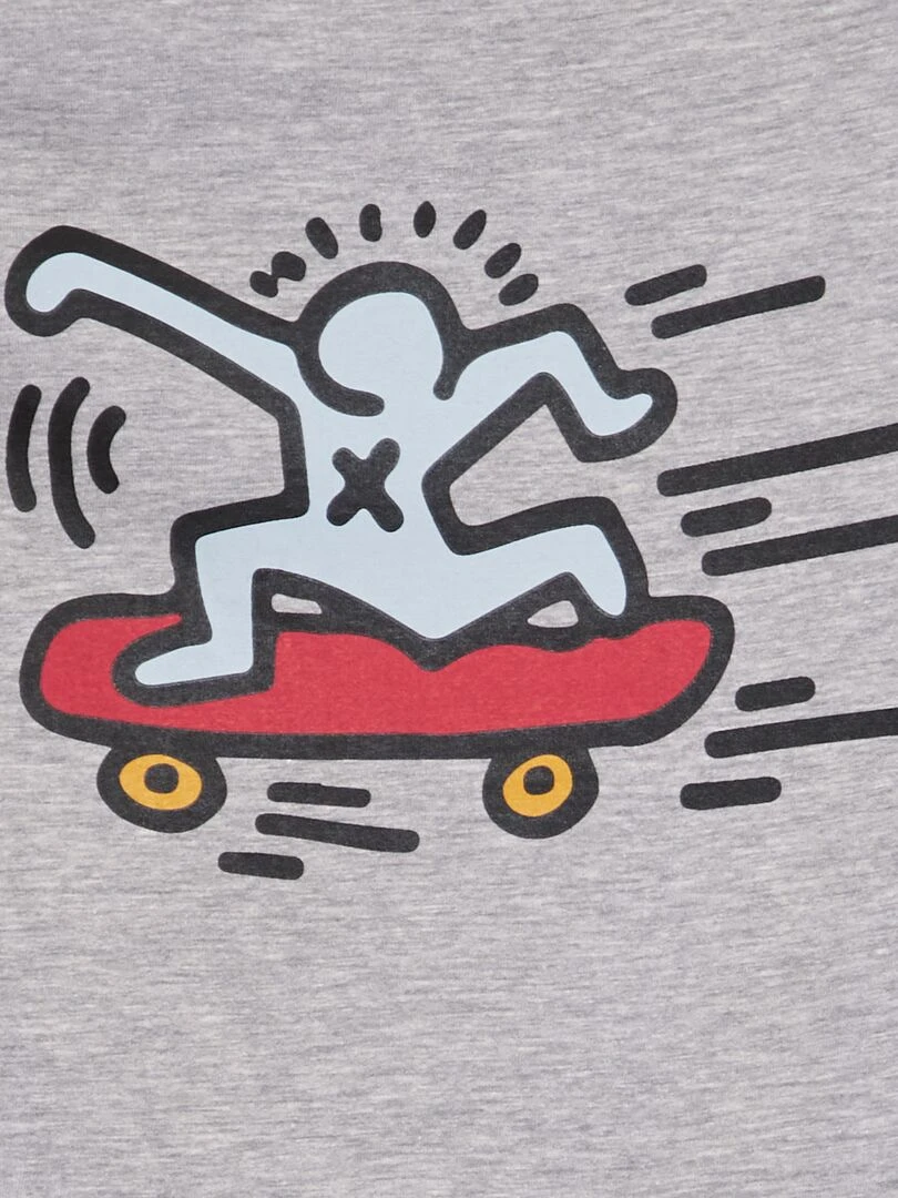T shirt 'Keith Haring' à col rond   Gris