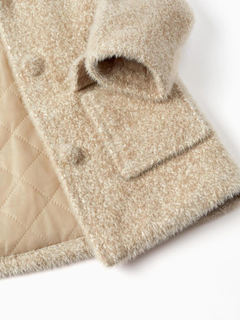 Manteau en fourrure avec poches pour bébé fille   LITERATURE CLUB   Beige clair