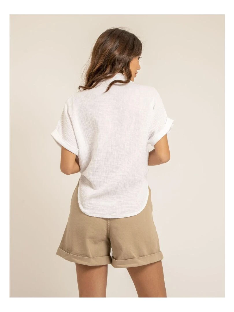Chemise manches courtes gaze de coton ODETTE Blanc