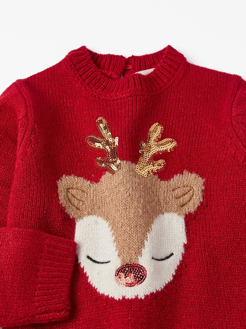 Pull en Maille pour Bébé Fille 'Rena'   NOËL   Rouge