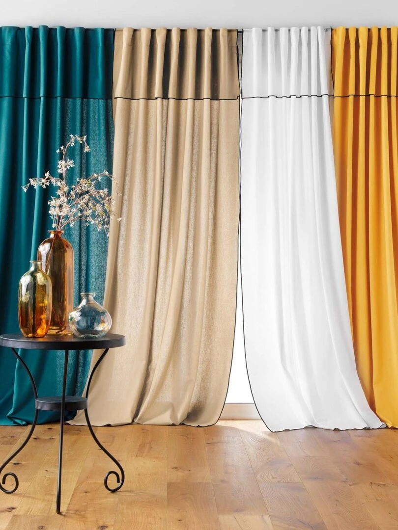 Rideau voilage surfilé passants cachés   Beige