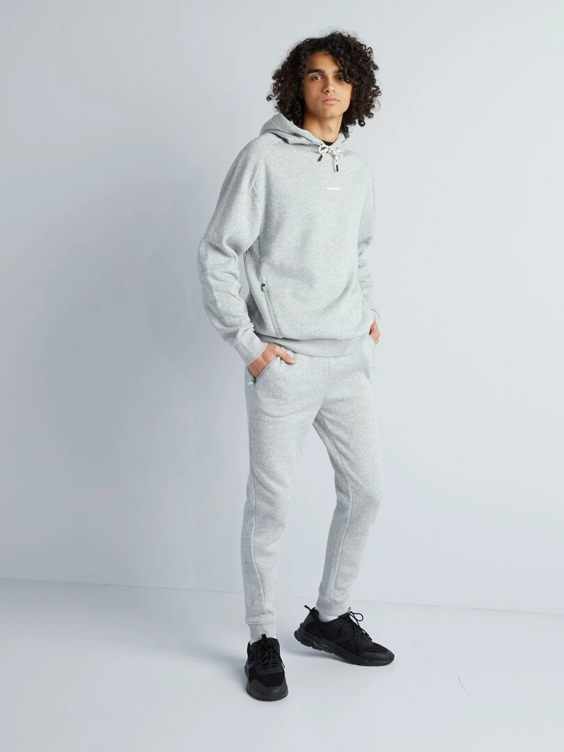 Sweat à capuche avec poches plaquées Gris
