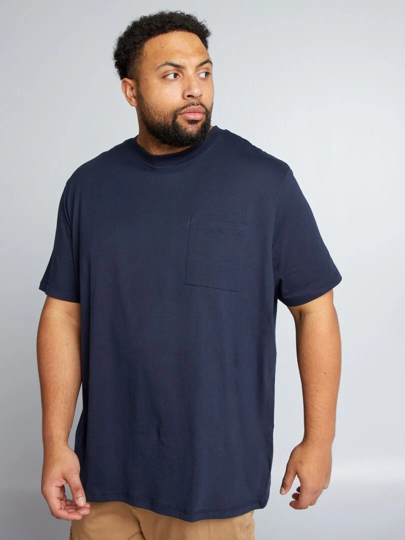T shirt en jersey uni Bleu marine