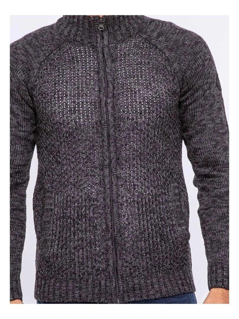 Gilet zippé col montant LIVIER   Gris foncé