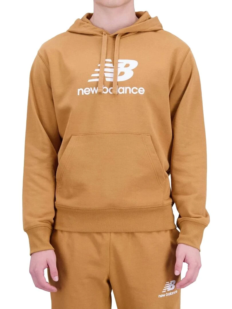 Sweat à Capuche New Balance Essentials Stacked Logo Fleece Hoodie Marron