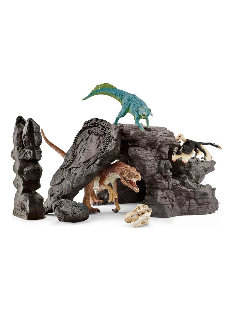 Kit de figurines dinosaure avec grotte   N/A