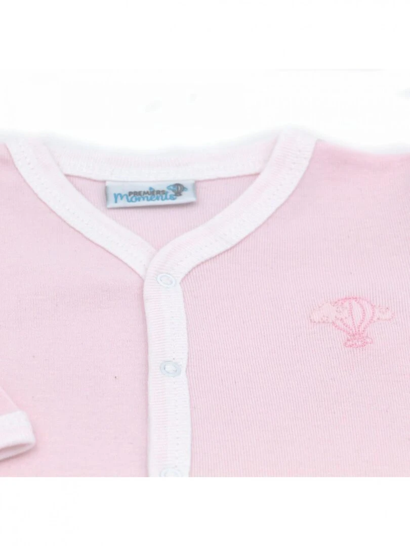 Pyjama été léger 100% coton biologique 1 à 6 mois Rose clair