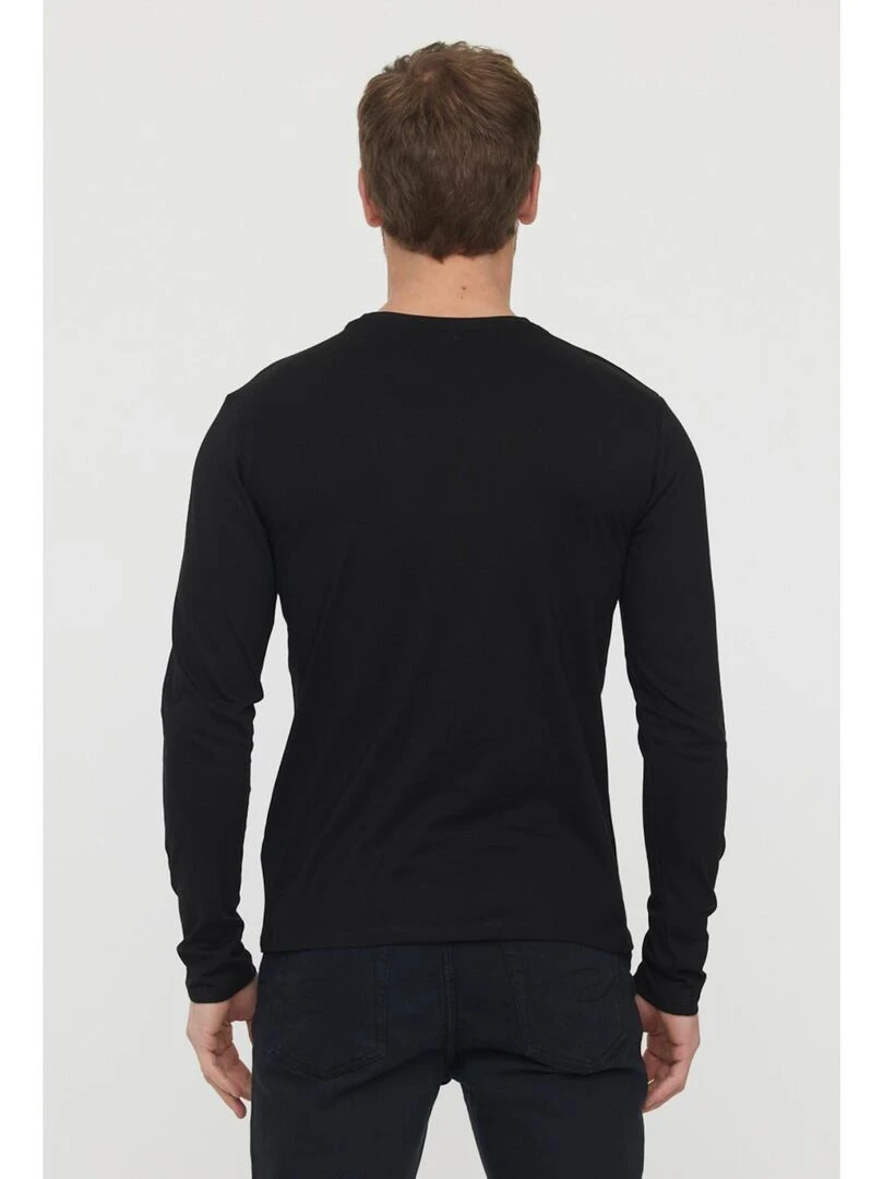 Lee Cooper   T Shirt manches longues coton regular AREO   Noir
