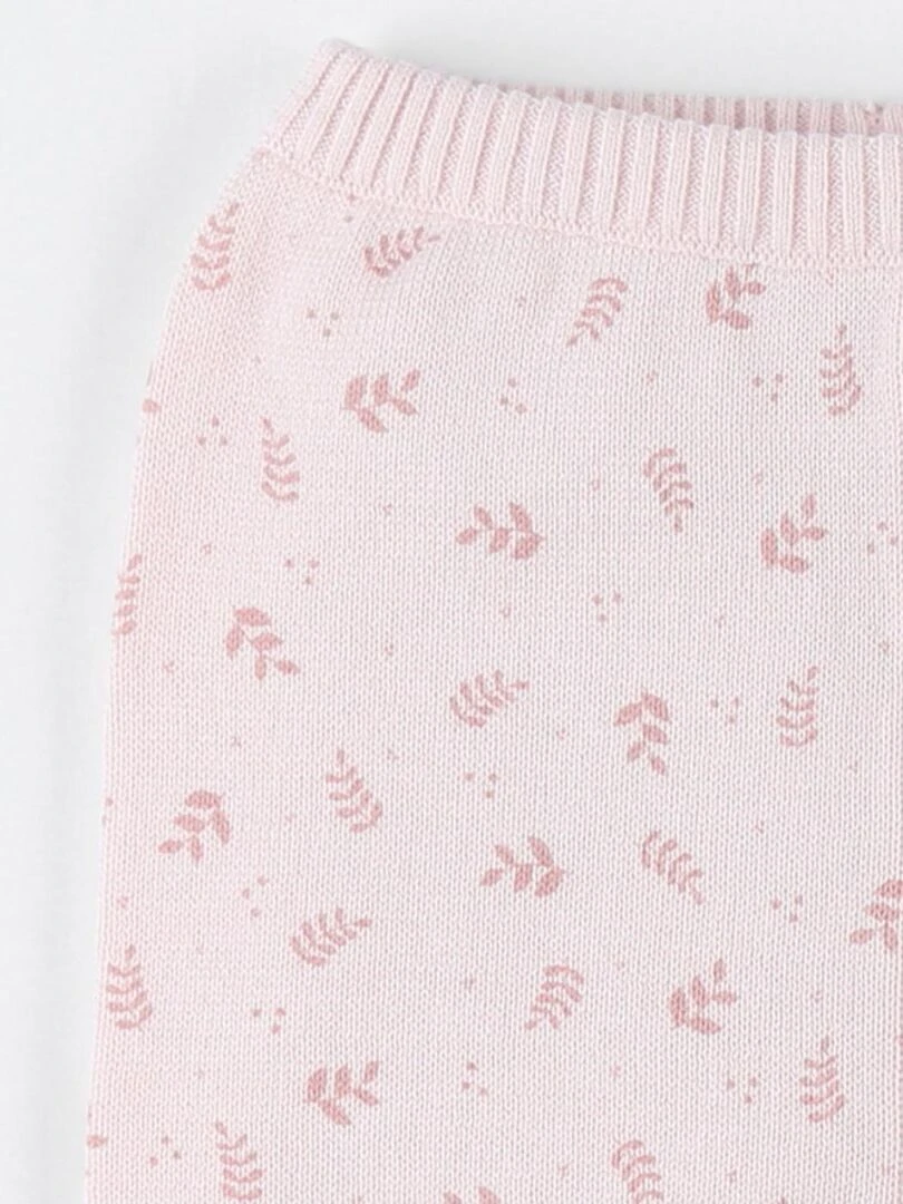 Legging imprimé végétal en tricot bio fin  clair   Noukie's   Rose