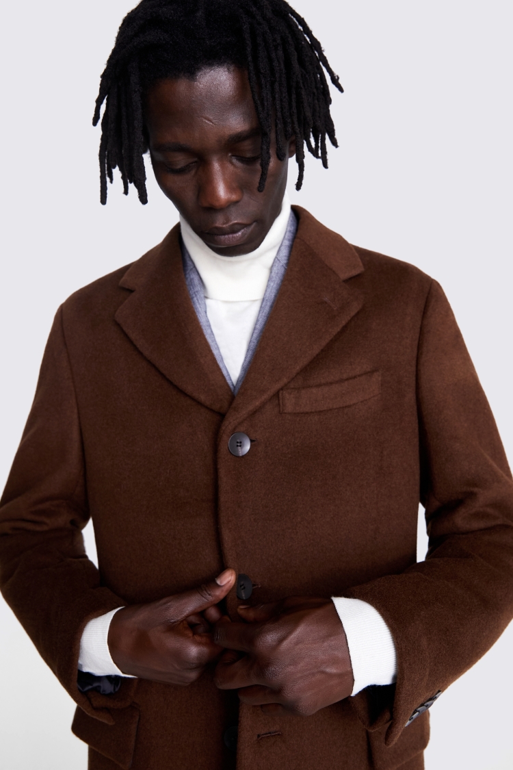 Chestnut Wool Cashmere Blend Overcoat   Buy Online at Moss