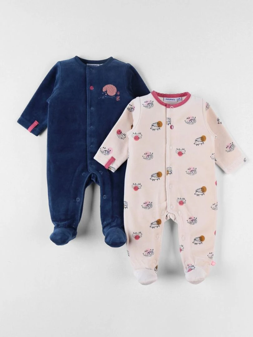 Set de 2 pyjamas 1 pièce clair/bleu Noukie's Rose