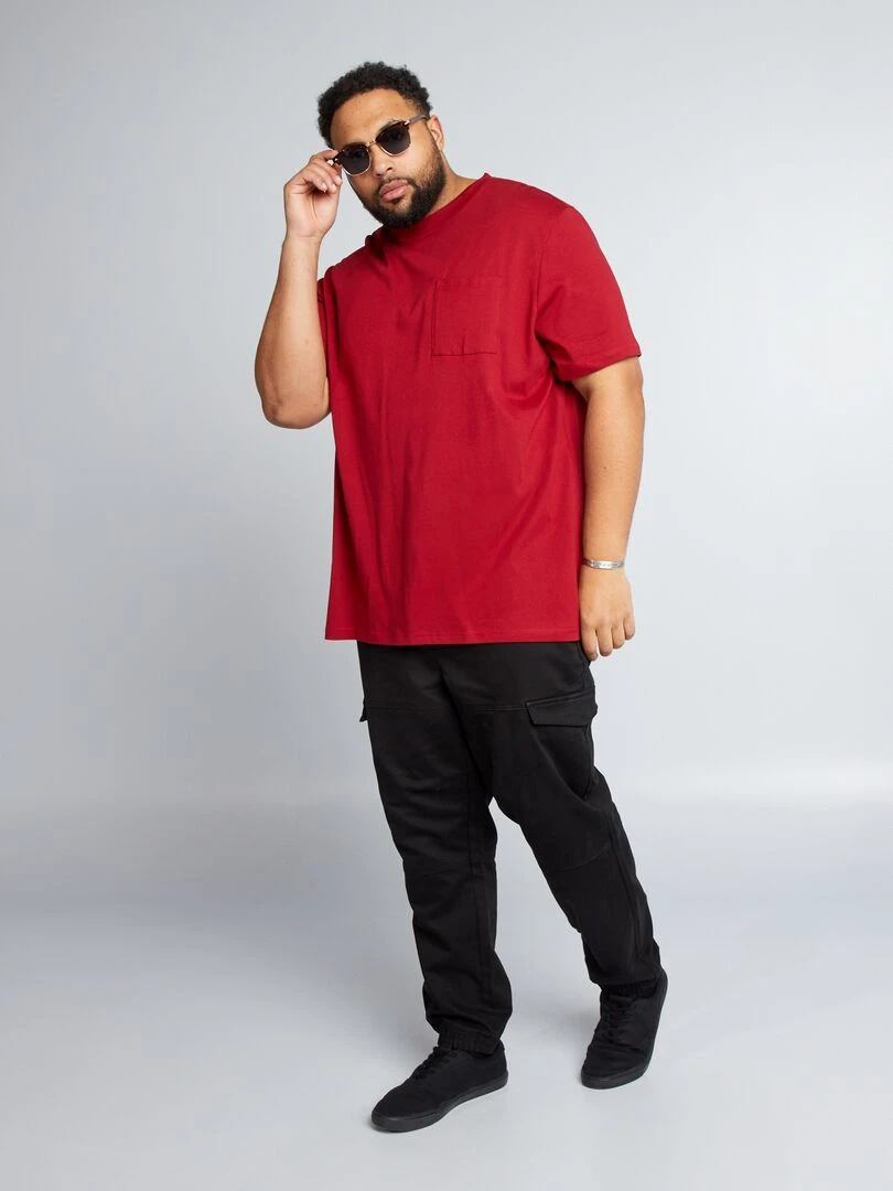 T shirt en jersey uni Rouge