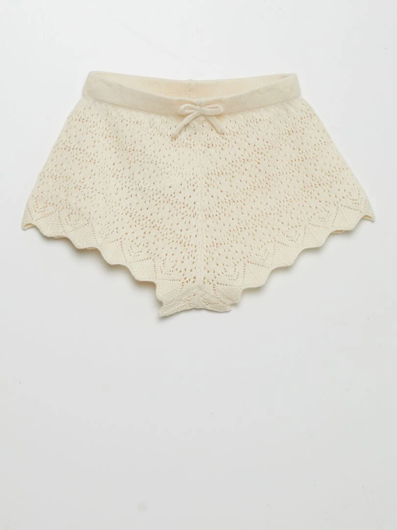 Short en maille tricot Beige