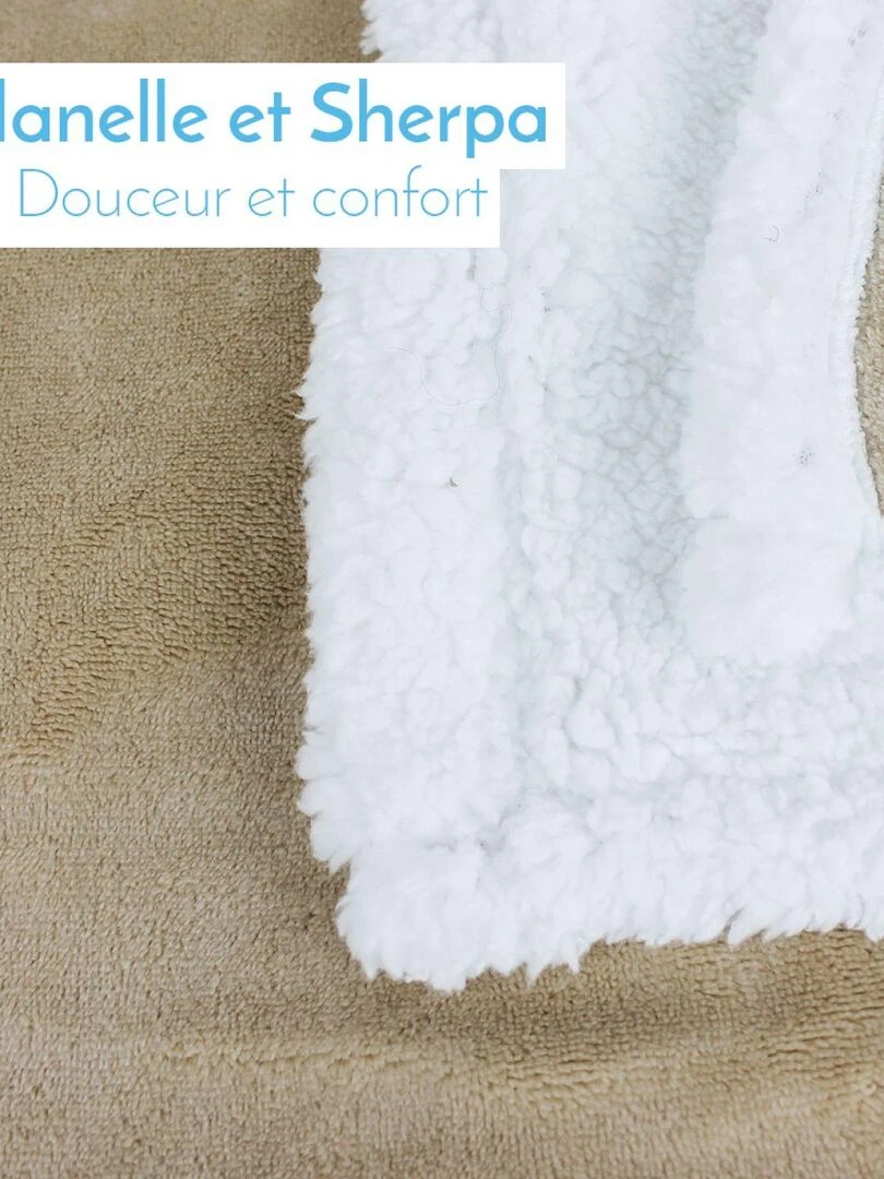 Couverture plaid polaire pour bébé en flanelle et sherpa ultra doux Monsieur Bébé Beige