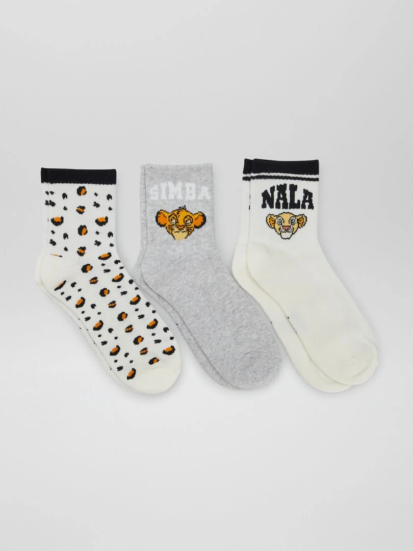 Lot de chaussettes imprimées 'Le Roi Lion' 3 paires Blanc