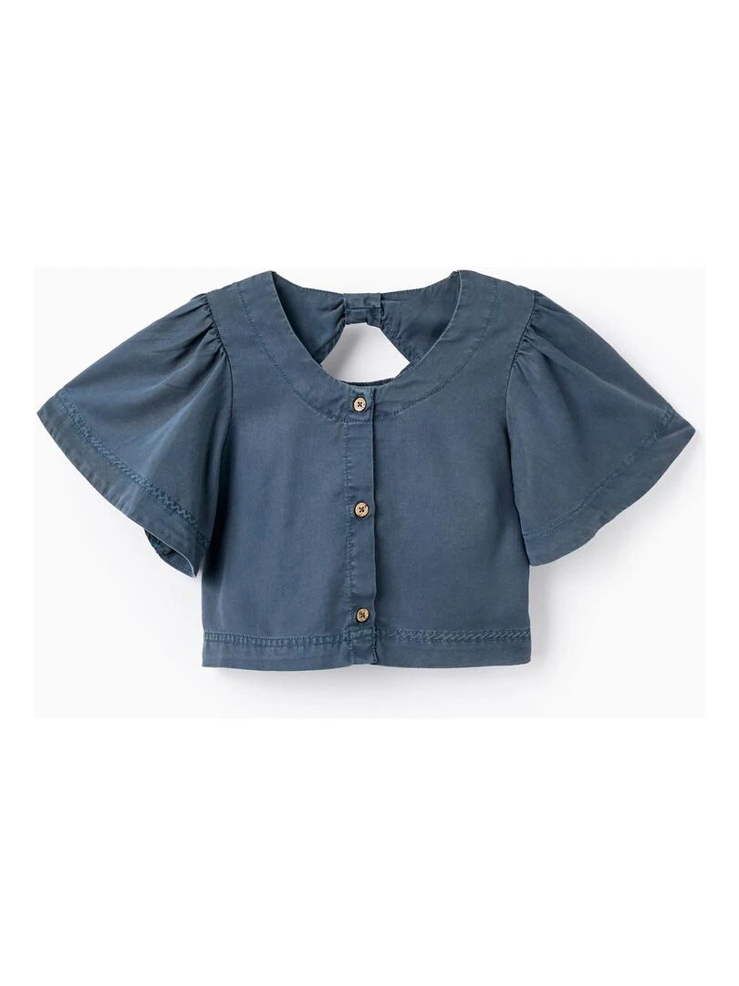 Blouse à manches courtes avec effet cropped pour fille manches courtes Bleu