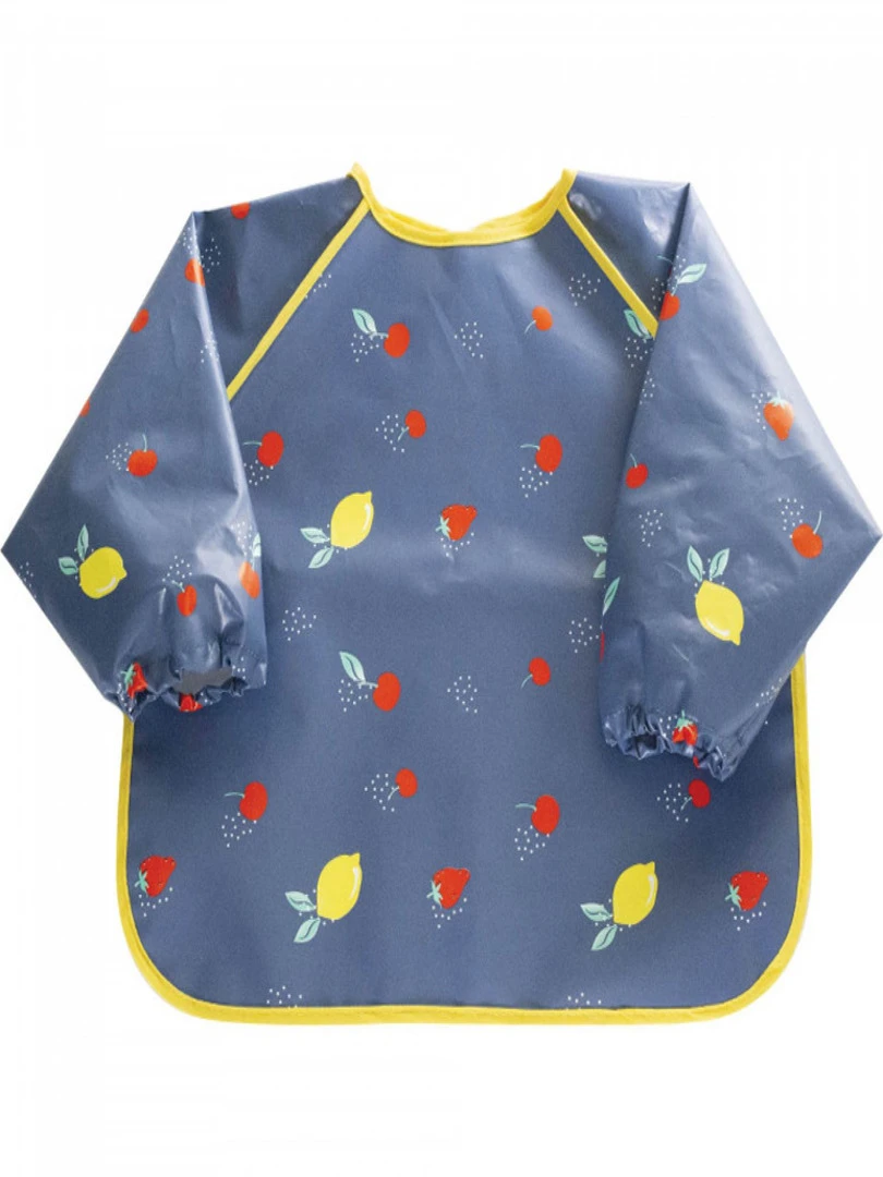 Bavoir plastifié manches longues Fruits Bleu