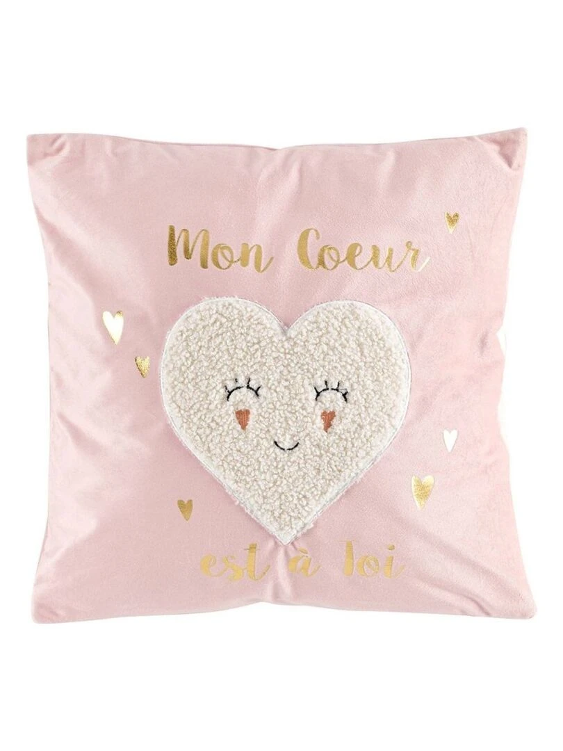 Coussin 40x40 velours métallisé sherpa Lilylove Rose