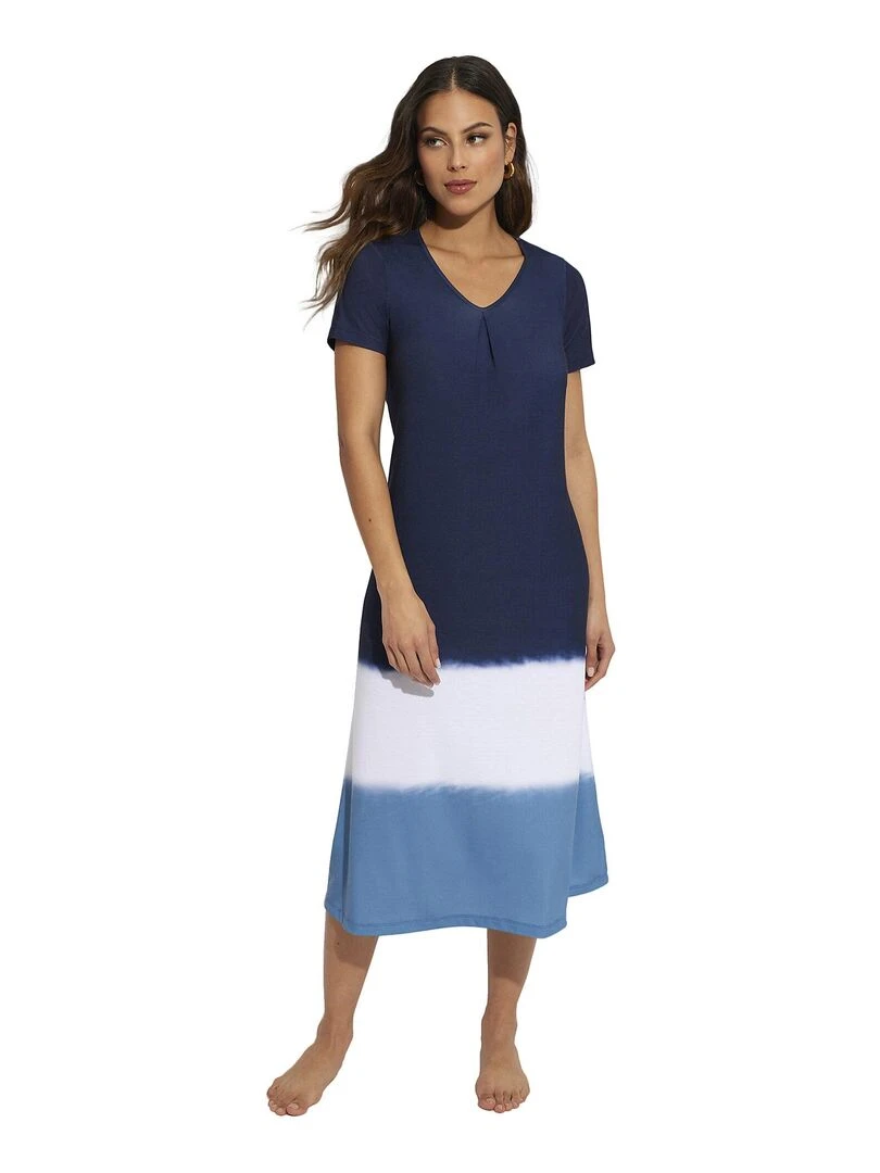 Robe longue estivale manches courtes Complementos Bleu marine