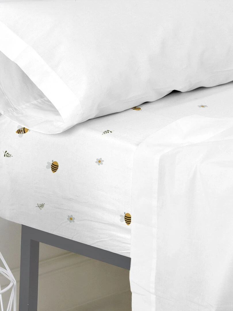 Drap housse Honey "Happyfriday"   Blanc