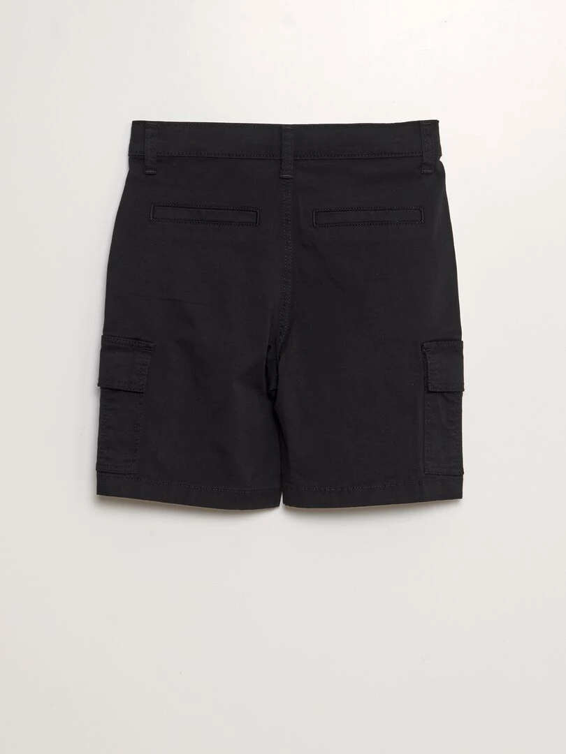Bermuda droit à taille ajustable avec poches noir