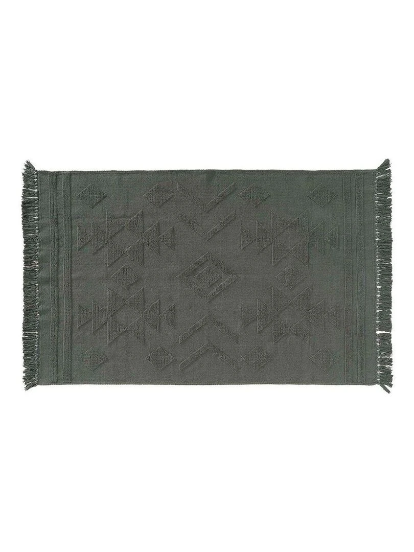 Tapis rectangle à franges Cilaos Kaki