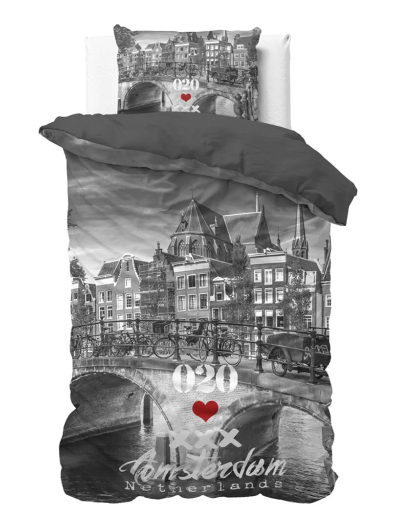 Parure de Lit Coton Pont d'Amsterdam Gris