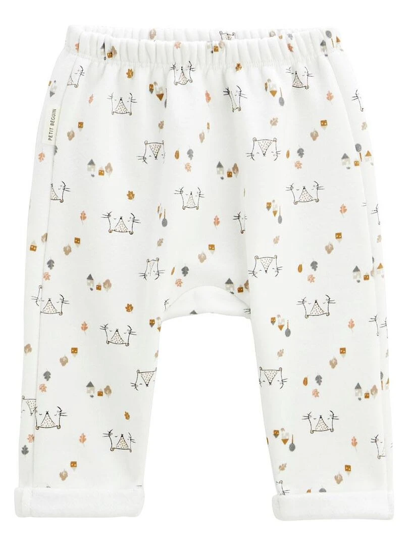 Ensemble sweat et pantalon bébé mixte Noisette   Ecru
