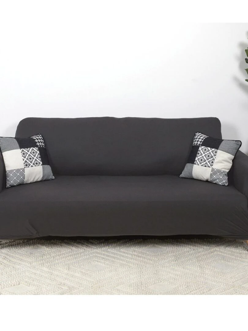 Housse de canapé 3 places extensible gris Gris