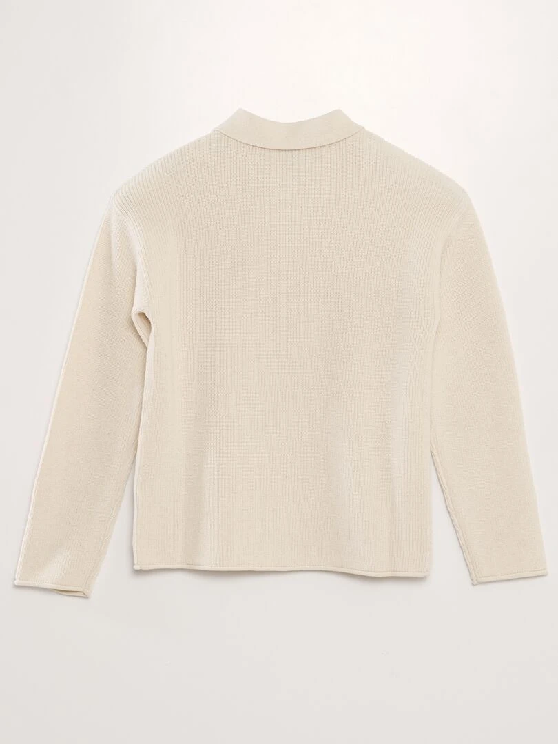 Polo en maille fine jauge Beige