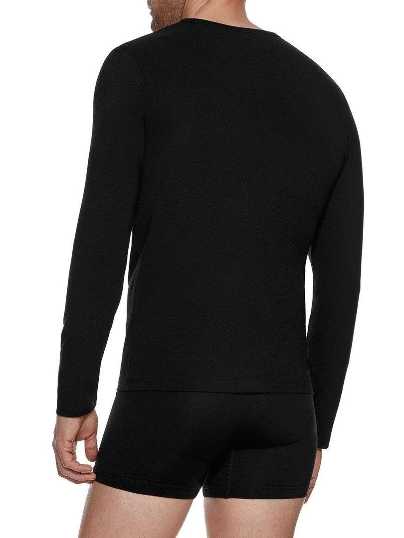 Tricot de peau col V manches longues régulateur   Noir