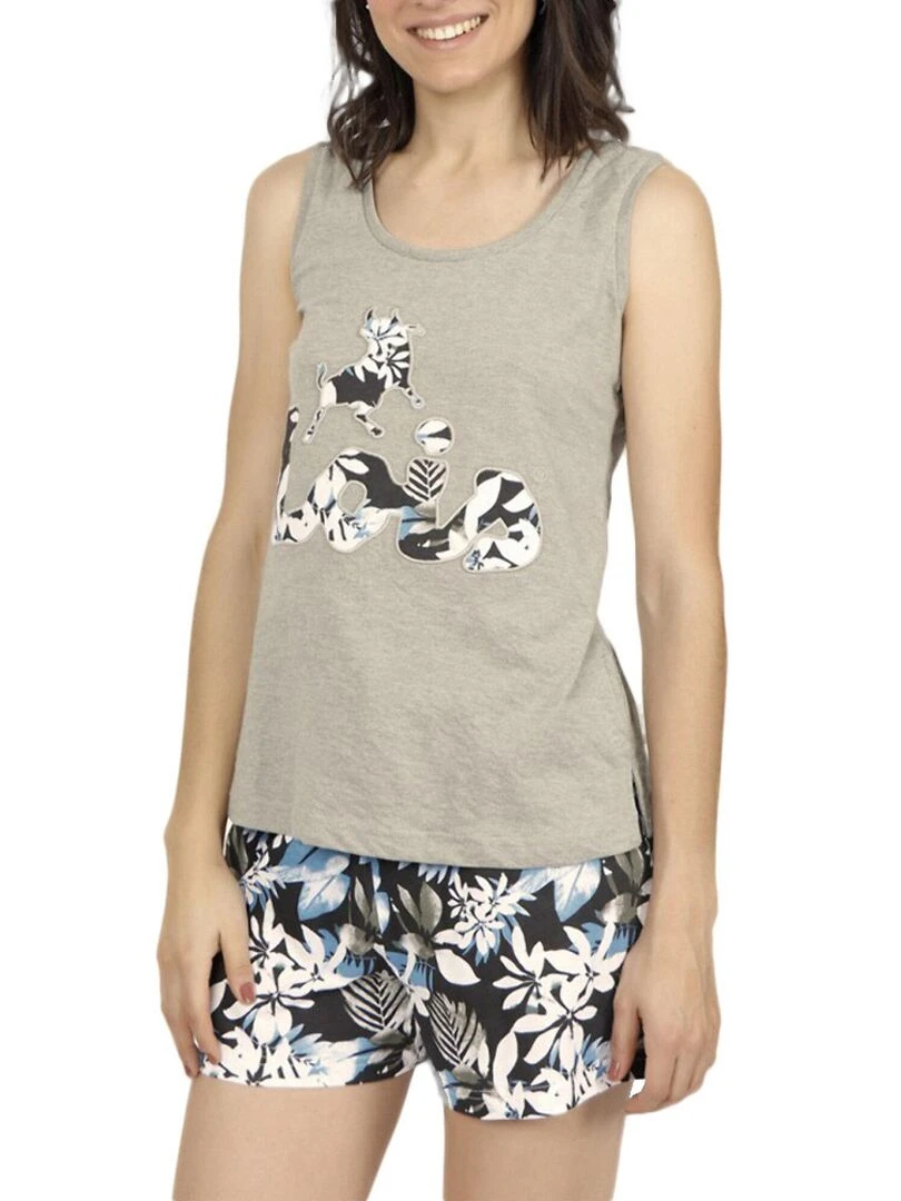 Pyjama débardeur short Lois Jungle kaki   Kaki