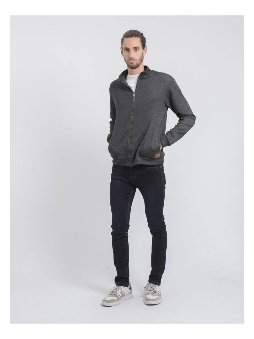Gilet zippé col montant WITS   gris anthracite