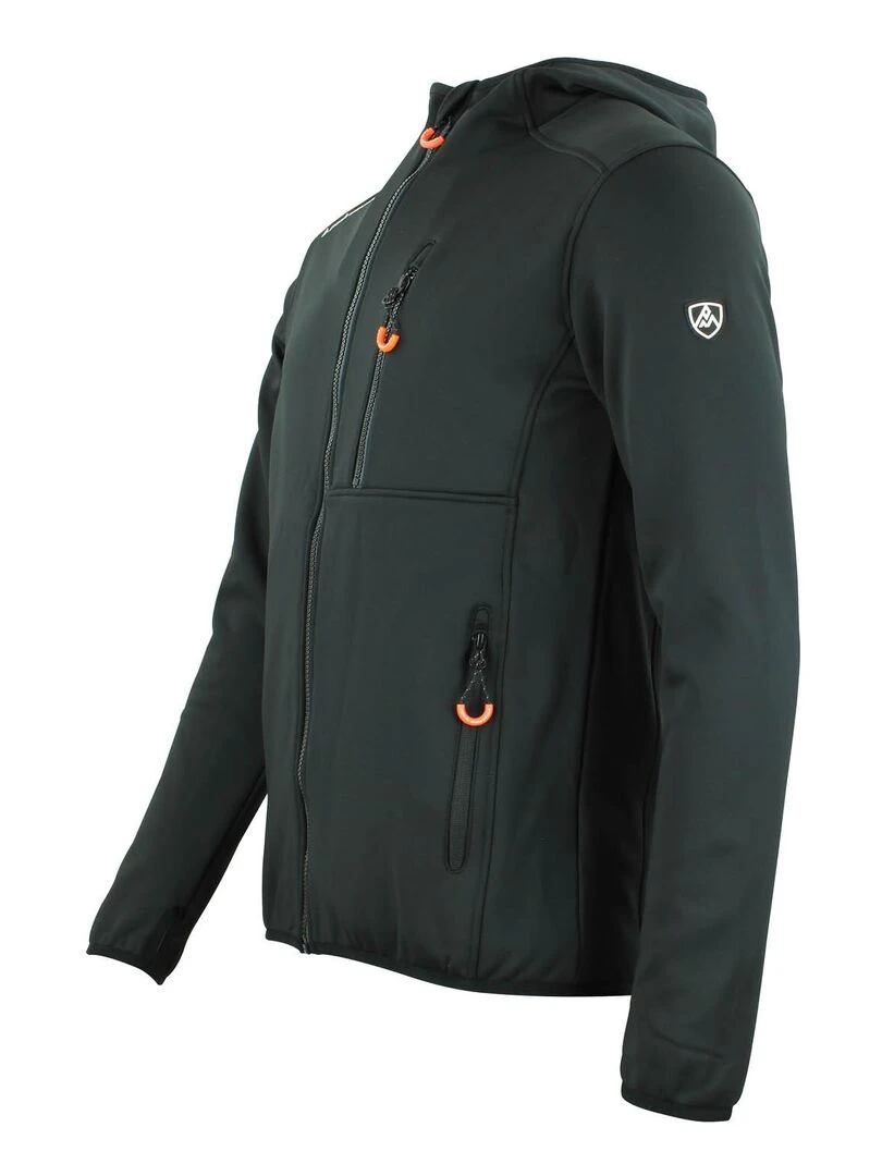 Blouson polarshell homme CAMPO   PEAK MOUNTAIN   Noir Orange