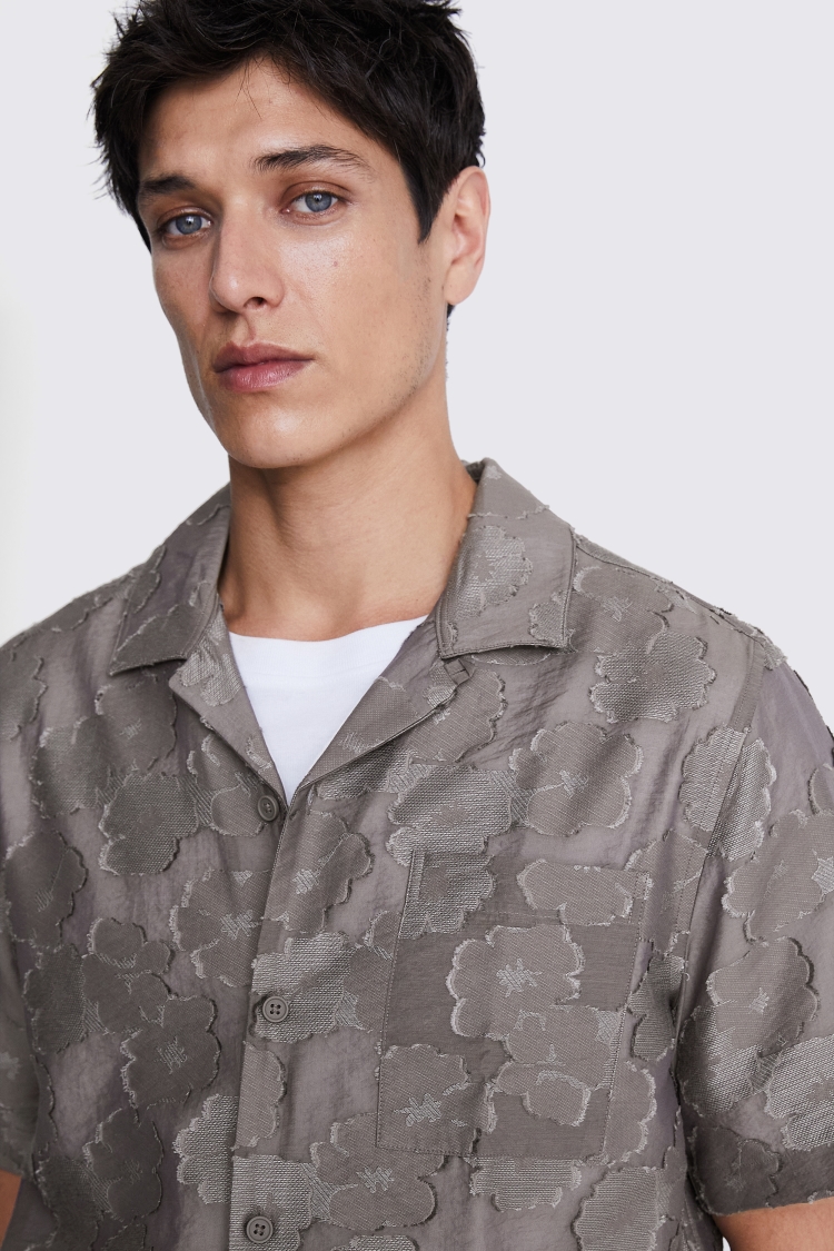 Relaxed Fit Dark Taupe Floral Shirt   Buy Online at Moss