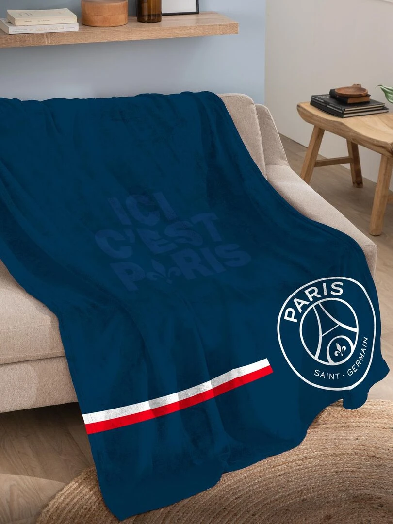 Plaid polaire imprimé toucher extra doux PSG PREMIUM Bleu