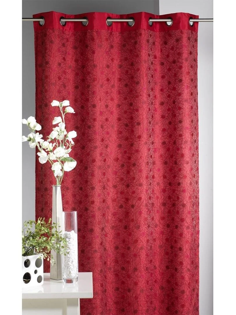 Rideau ameublement en Shantung doublé Fantaisie Rouge