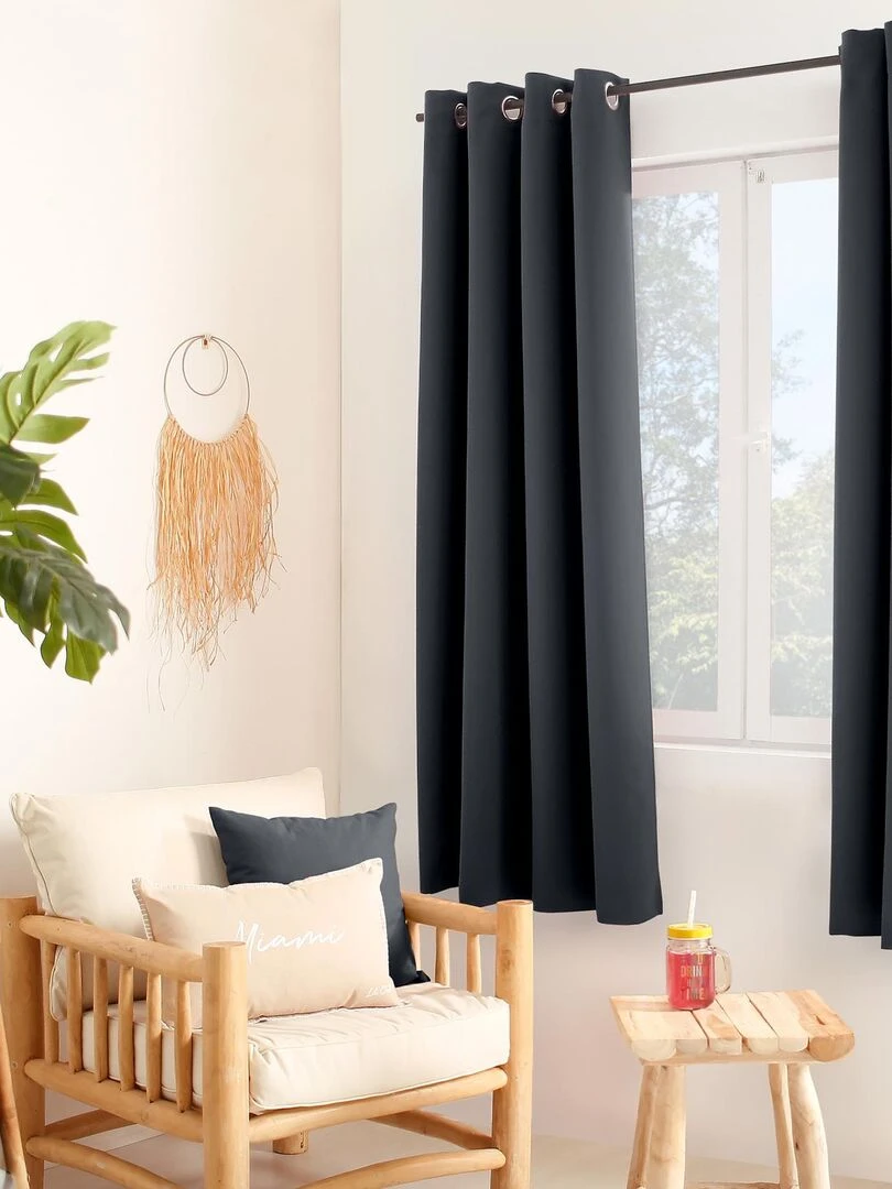 Rideau thermique en microfibre doublée Gris foncé