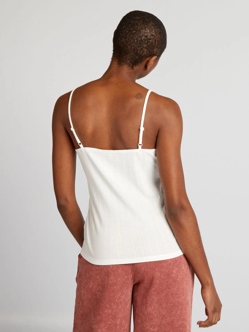 Débardeur de pyjama en maille pointelle   Beige