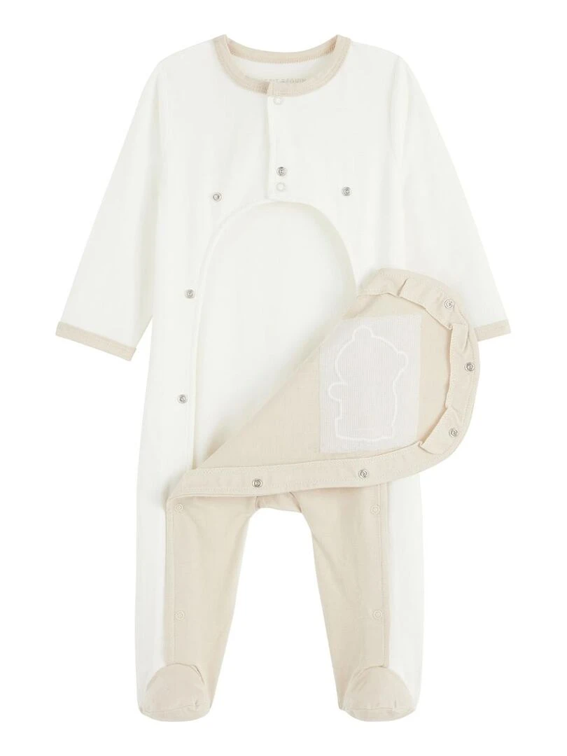 Pyjama bébé ouverture pont Mini Panda Ecru