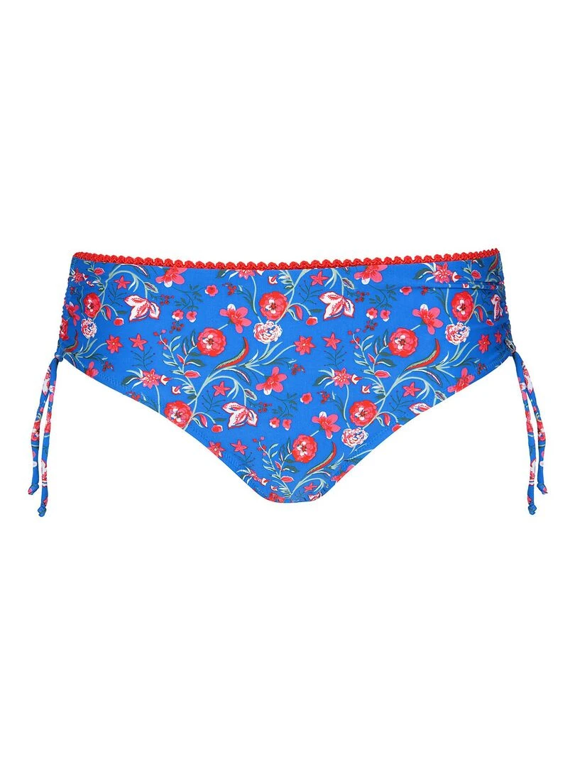 Bas maillot slip de bain taille haute côtés froncés Java   Bleu