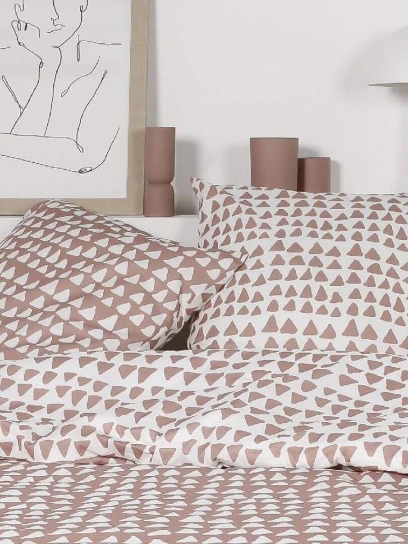 Housse de couette Minitri + taie(s) 100% coton flanelle Rose
