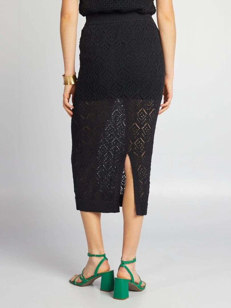 Jupe midi en tricot   noir