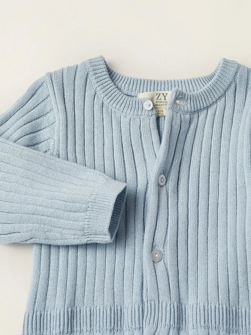 Grenouillère En Tricot De Coton Pour Nouveau Né  EARLY BLOOM   Bleu clair