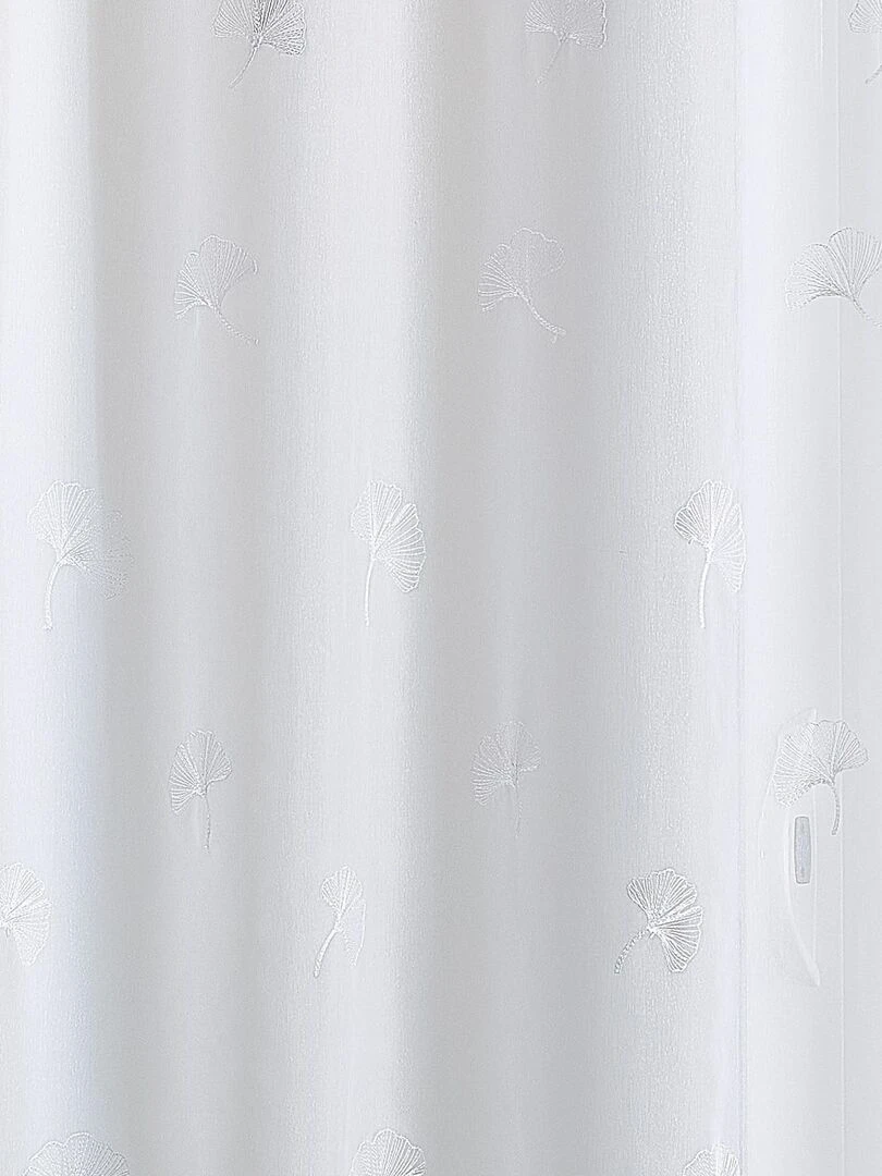 Voilage fantaisie brodé feuilles de gingko   Blanc