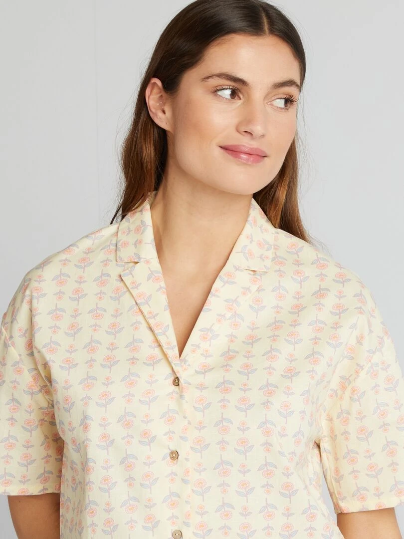 Ensemble pyjama chemise + short   Jaune