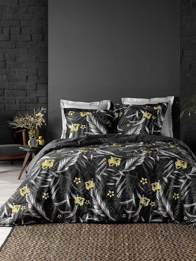 Housse de couette 260x240 + 2 taies Parador coton 57 fils Noir
