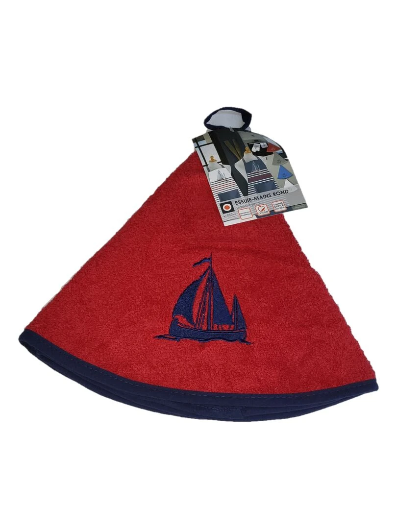 Essuie mains torchon rond brode bateau Rouge