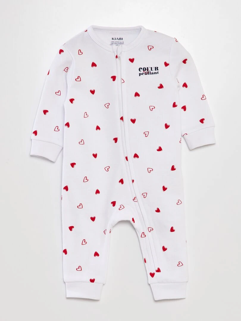 Pyjama long chaud 'Amour' Blanc