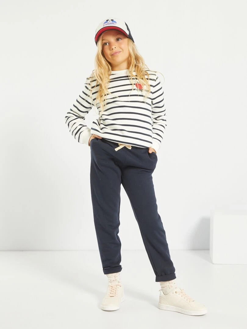 Jogging molletonnée à taille élastiquée bleu marine